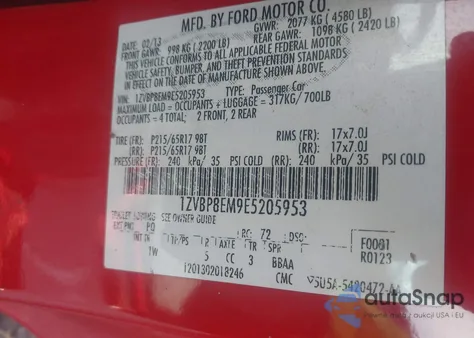 2014 Ford Mustang V6 из США, поврежденный, VIN 1ZVBP8EM9E5205953